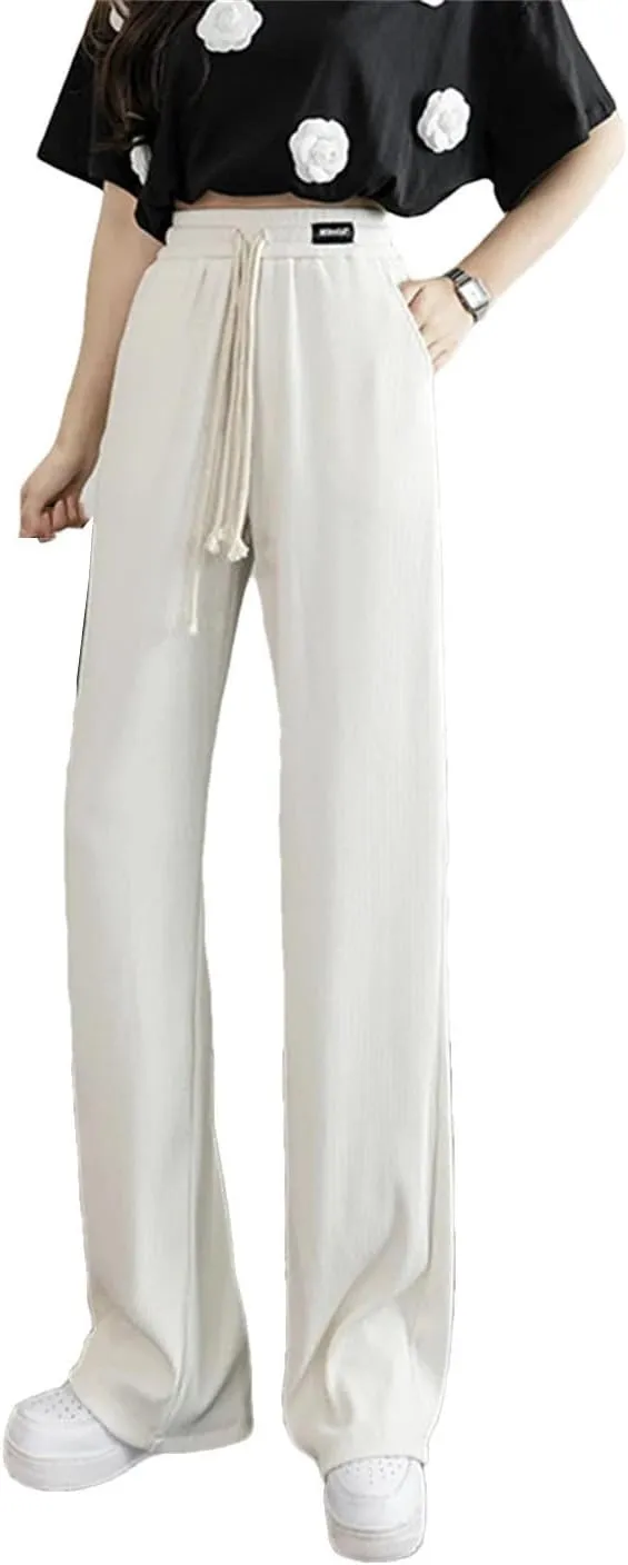 Women's Wide Leg Pants High Waist Loose Pants Korean Straight Long Trousers