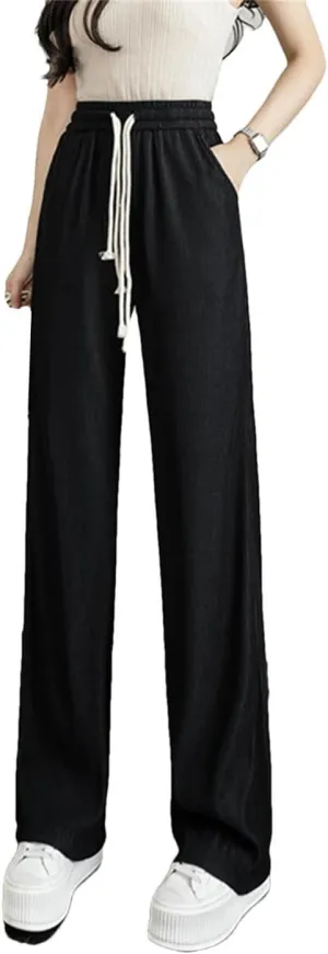 Women's Wide Leg Pants High Waist Loose Pants Korean Straight Long Trousers