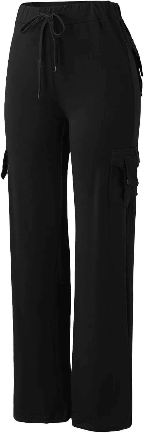 Womens Wide Leg Yoga Pants Cargo Trouser Fashion Pants Plus Size Flare Leggings Bootcut Yoga Pants with Pockets