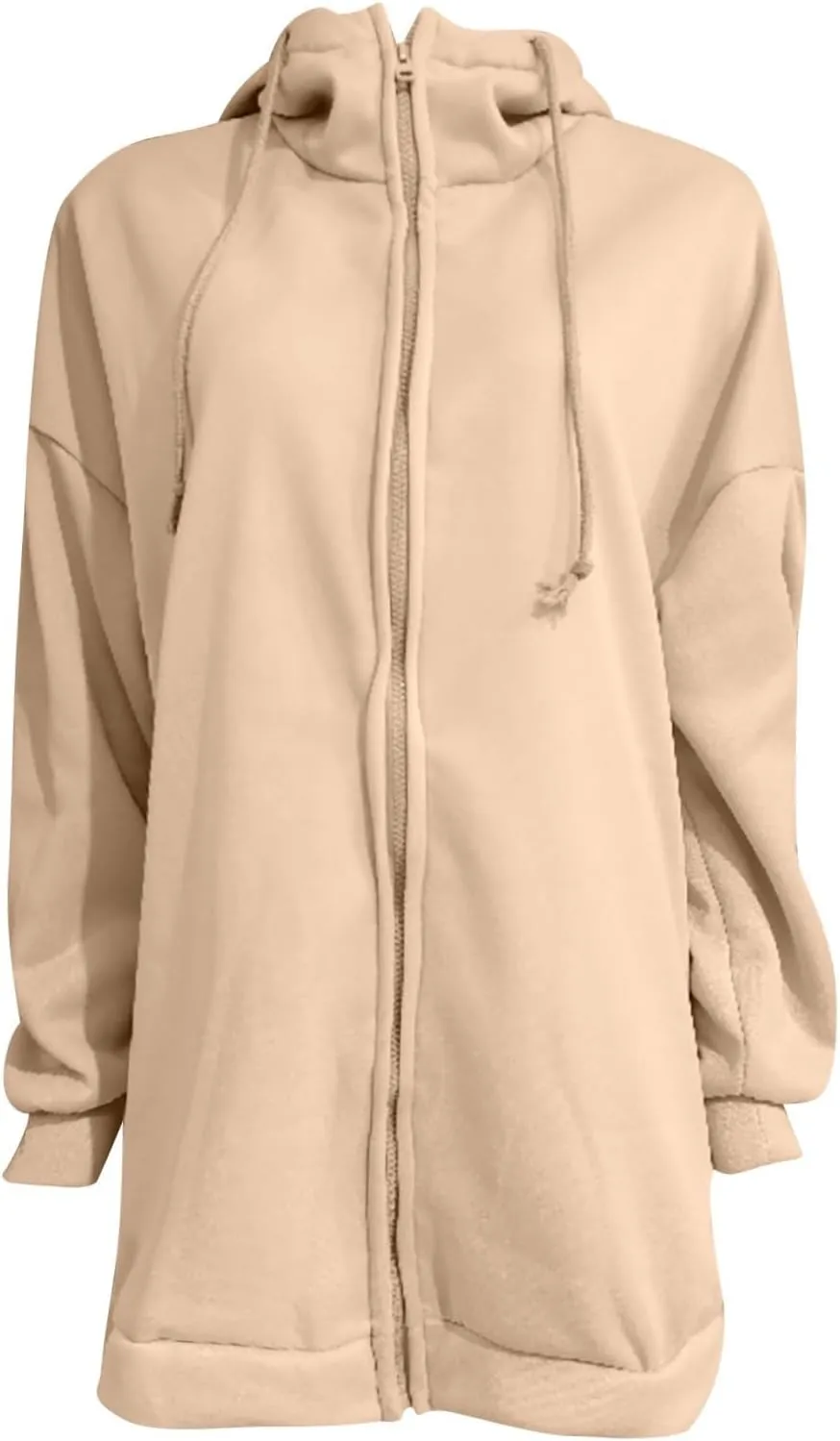 Womens Zip Up Hoodie Jacket Plus Size Long Sleeve Hooded Drawstring Oversized Coat Fall Winter Y2K Clothes