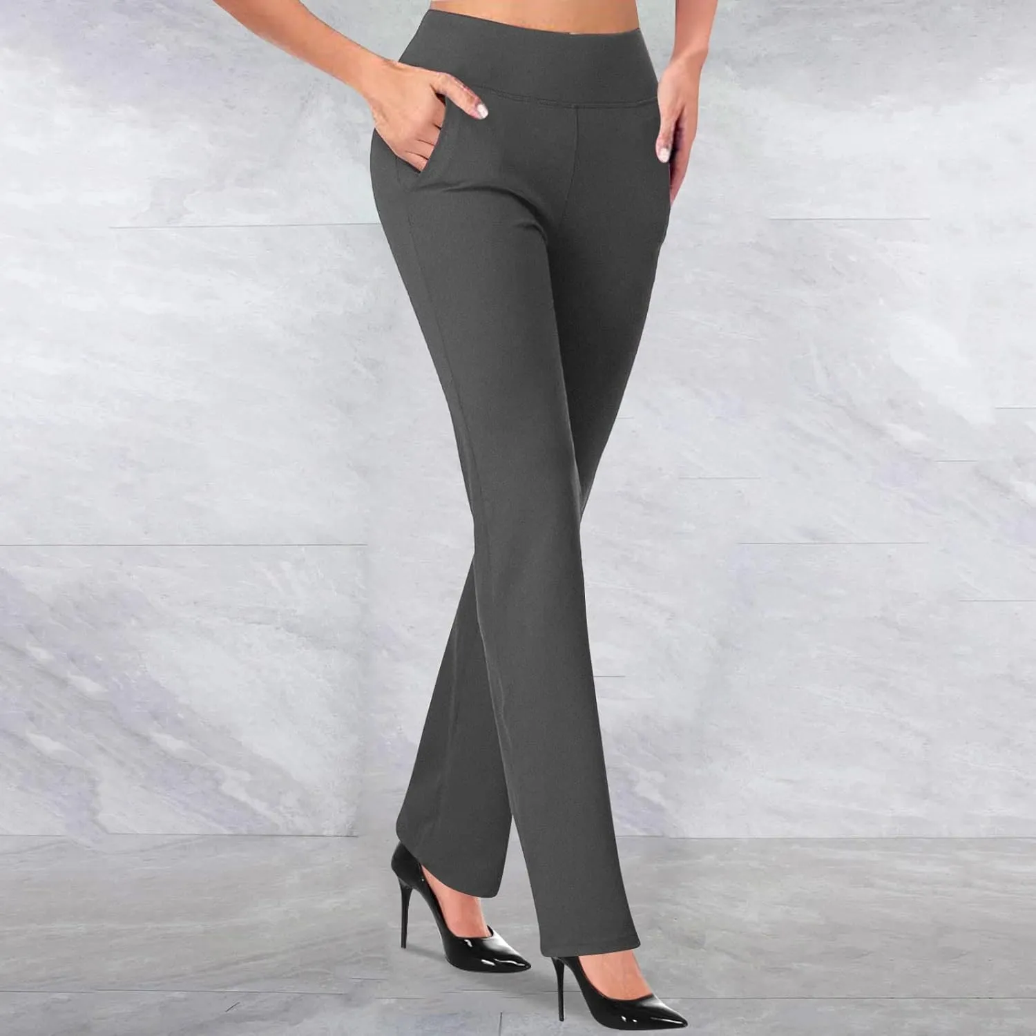 Work Pants for Women 2024 High Waist Stretch Soft Comfy Workout Yoga Pants Fashion Casual Business Trousers