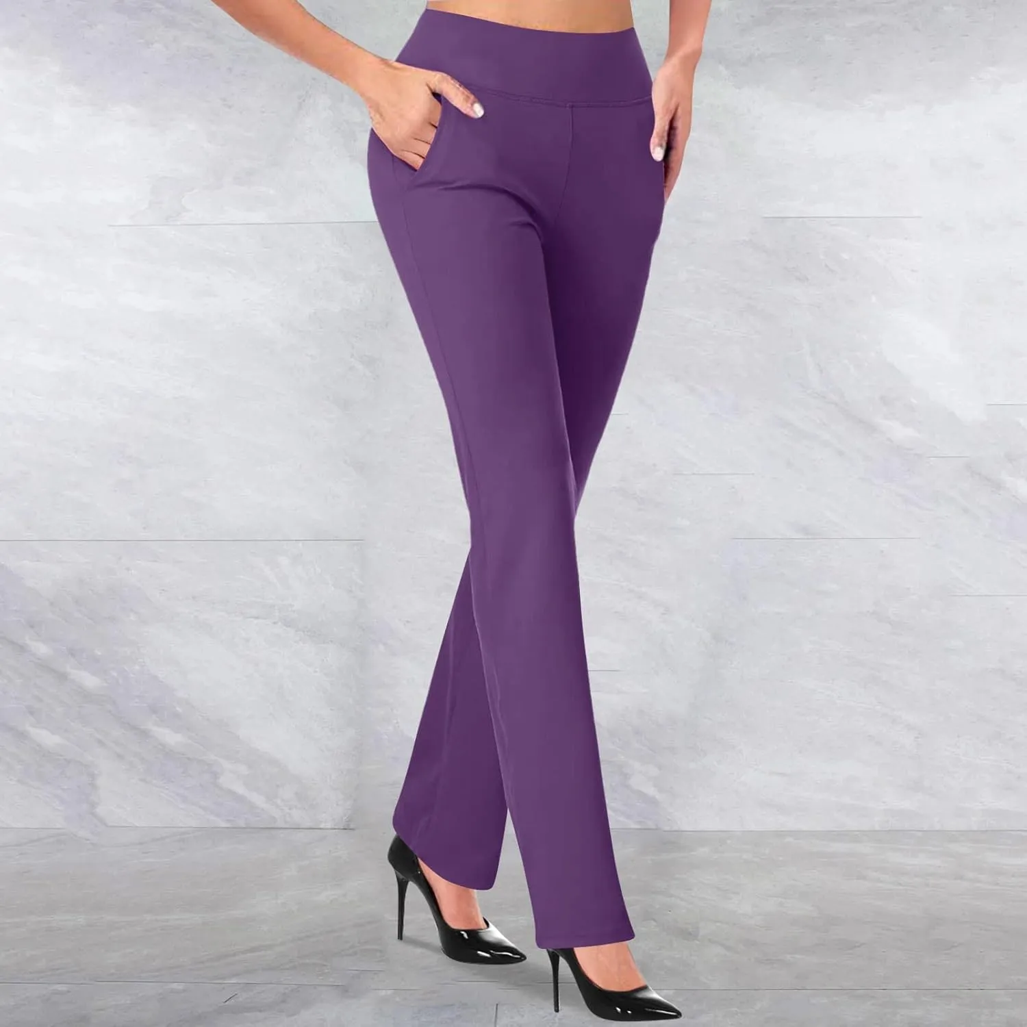 Work Pants for Women 2024 High Waist Stretch Soft Comfy Workout Yoga Pants Fashion Casual Business Trousers