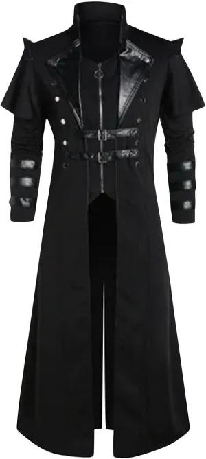 XIAXOGOOL Men Jacket Oversized Steampunk Trench Coat For Men Medieval Victorian Gothic Stand Collar Long Coat Tailcoat Jacket