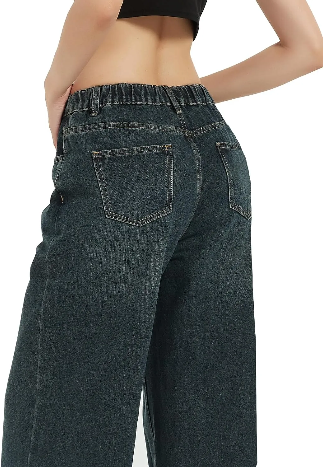 Xineicy Women's Jeans Y2K Wide Leg Baggy Jeans High Waist Loose Vintage 90s Boyfriend Denim Pants