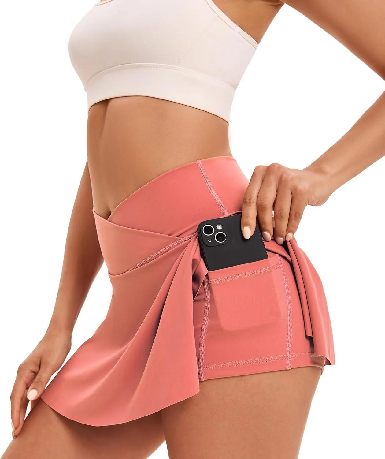 Yknktstc Womens Pleated Tennis Skirt with Pockets Crossover High Waist Athletic Golf Skorts Workout Sports Gym Skirts