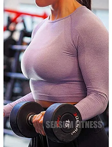 Yoga Gym Crop Top Compression Workout Athletic Short/Long Sleeve Set