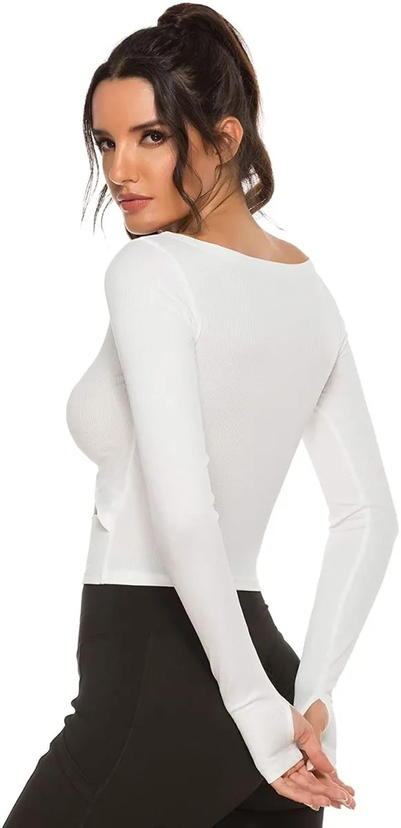 Yoga Gym Crop Top Compression Workout Athletic Short/Long Sleeve Set