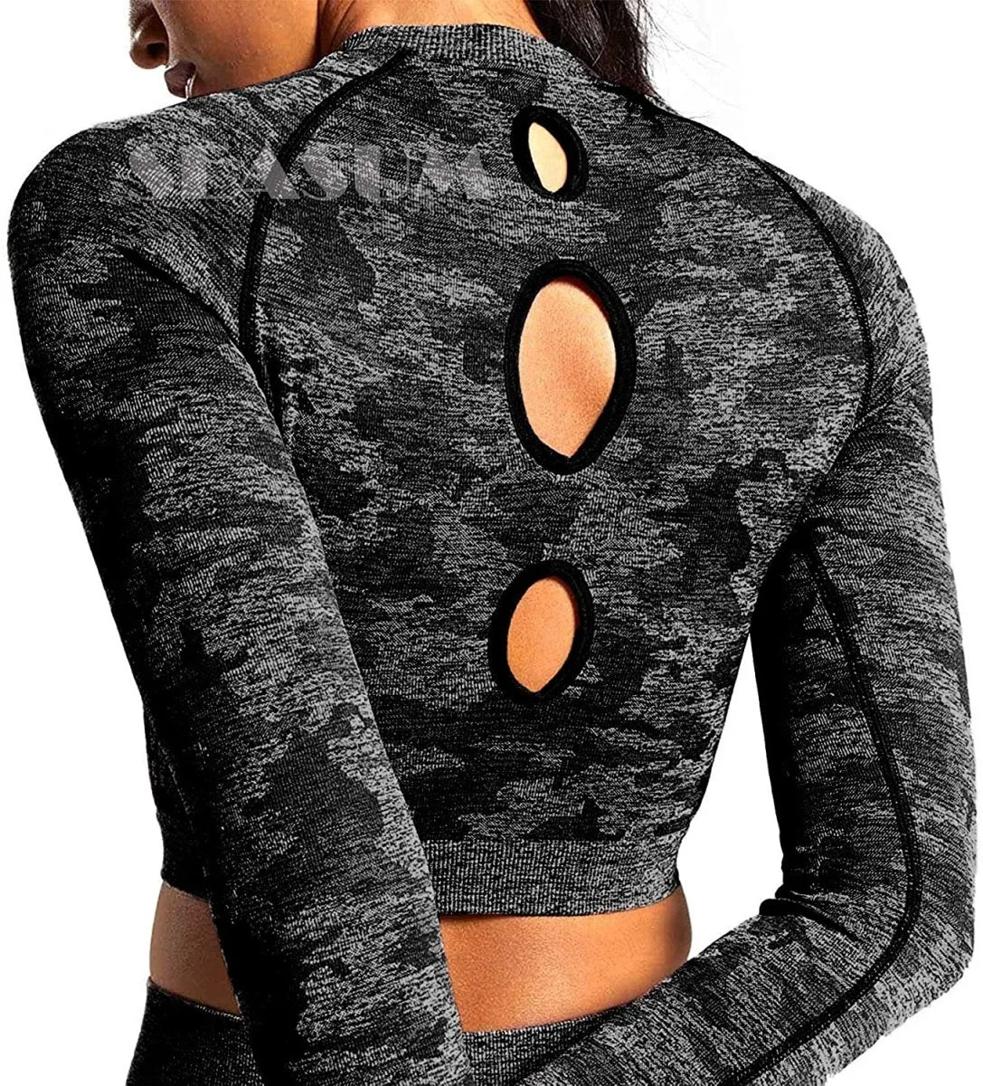 Yoga Gym Crop Top Compression Workout Athletic Short/Long Sleeve Set