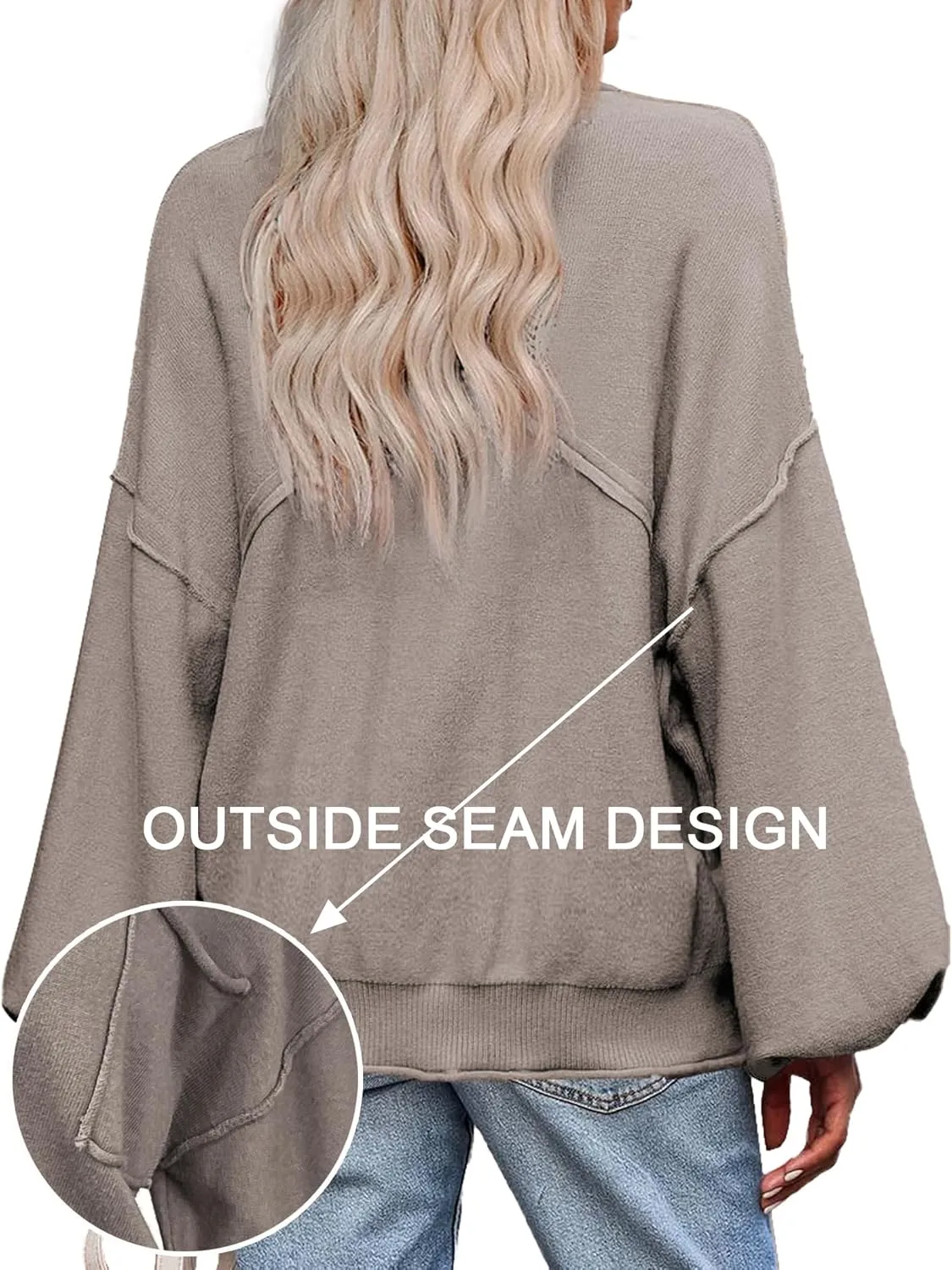 Zeagoo Womens Sweaters 2024 Fall Trendy Outfits Long Sleeve Crew Neck Knit Lantern Pullover Sweater Tops