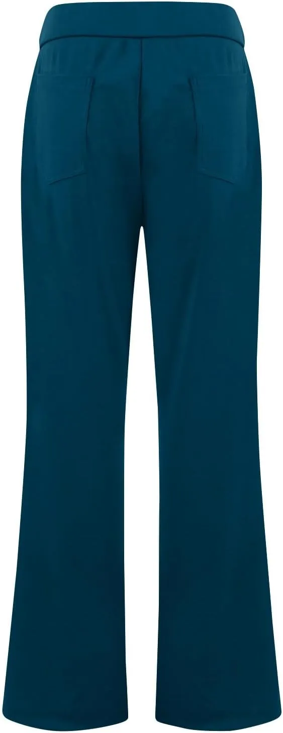 ZEFOTIM Flare Pants for Women Elastic Waist High Waisted Trouser Solid Color Curvy Trousers with Pocket