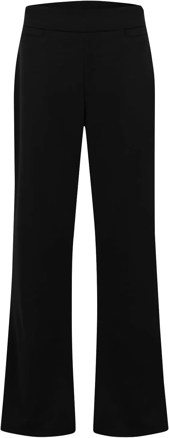 ZEFOTIM Flare Pants for Women Elastic Waist High Waisted Trouser Solid Color Curvy Trousers with Pocket