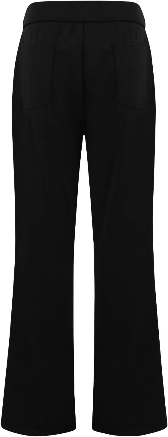 ZEFOTIM Flare Pants for Women Elastic Waist High Waisted Trouser Solid Color Curvy Trousers with Pocket