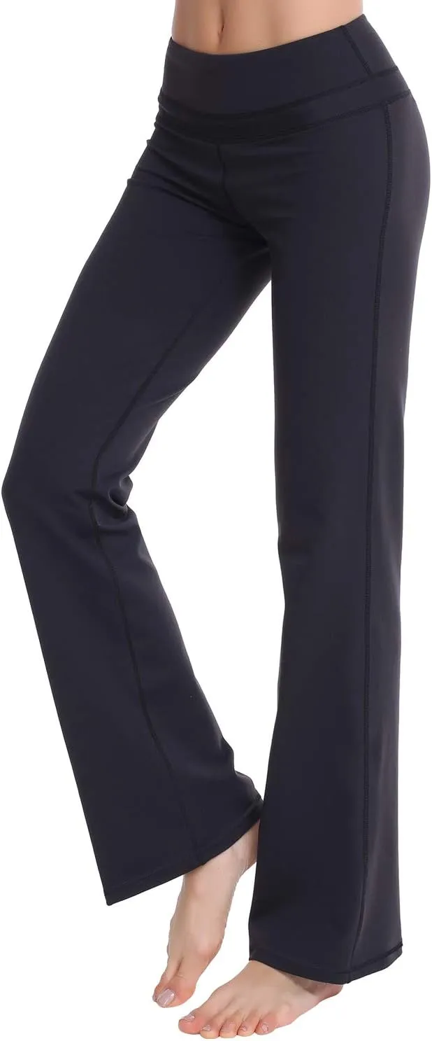 Zeronic Women's Bootcut Yoga Pants High Waist Tummy Control Long Bootleg Workout Running Flare Pants for Women Clothing